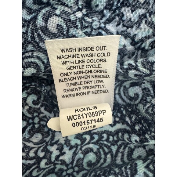 Croft & Barrow Blue Print Smocked Bodice Midi Dress Size 1X 16 18 Plus Sz Summer - Picture 6 of 8